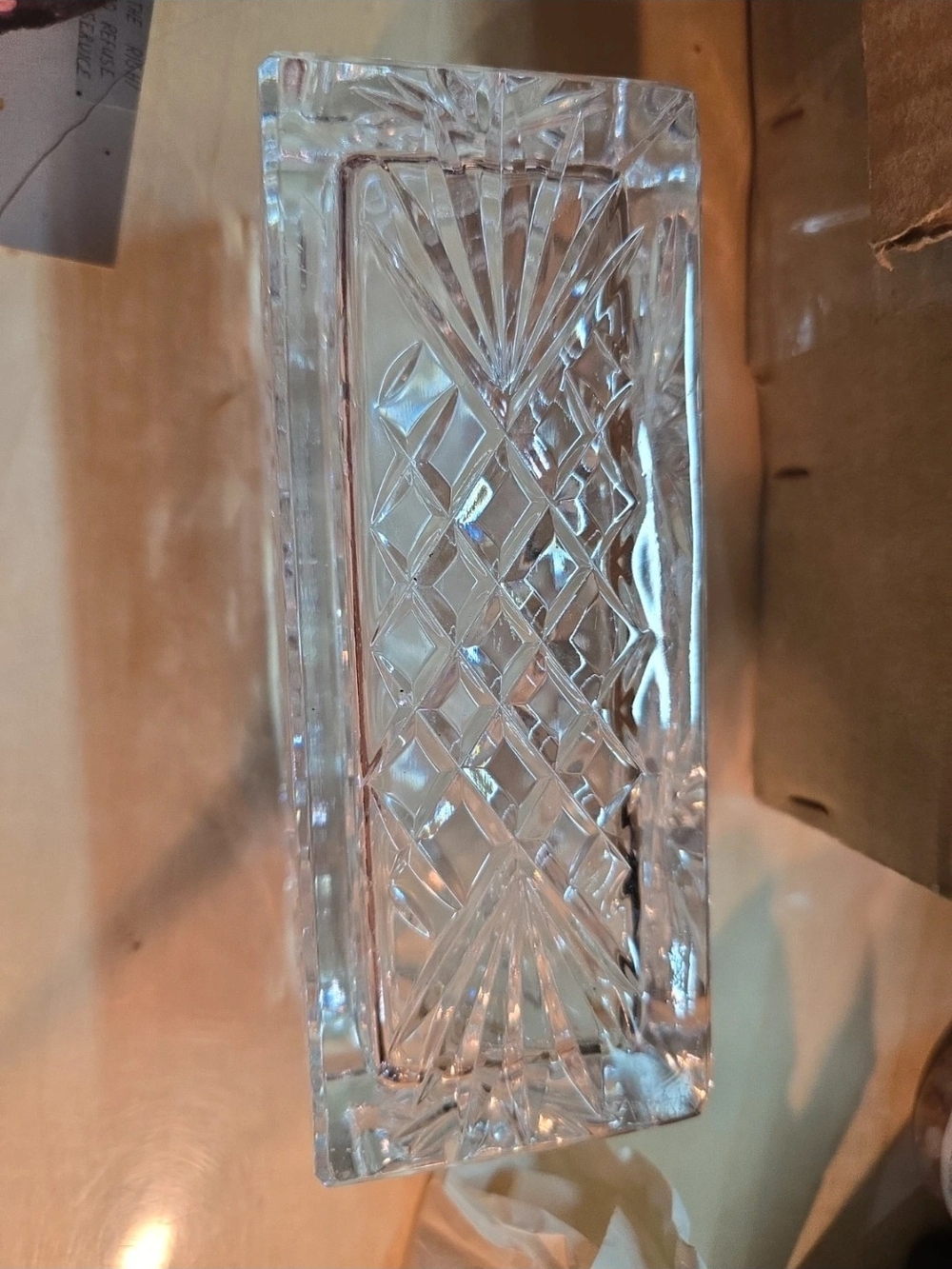 Cut Lead Crystal Butter Dish- Clear